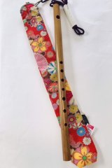 画像: 八苯がま口笛袋 縮緬赤菊尽くし　